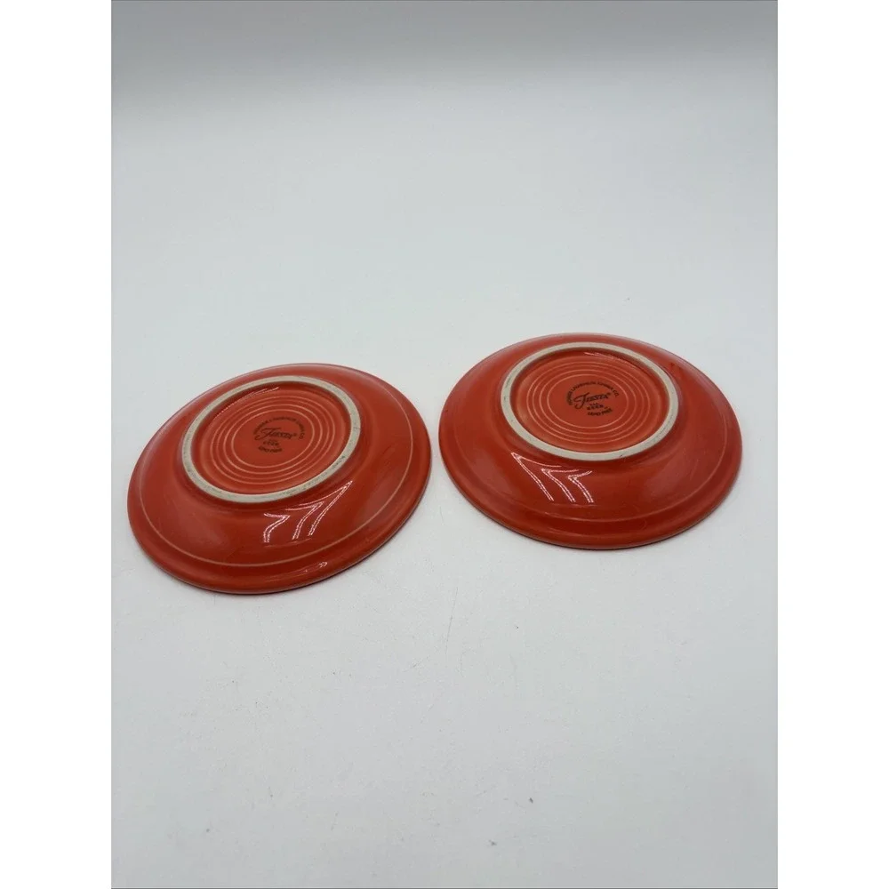 Vtg Fiesta Ware‎ Homer Laughlin 80's 90's Lead Free Saucers 2 Orange
